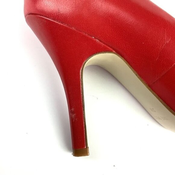 NINE WEST LEATHER RED HIGH HEEL PUMPS SHOES - Picture 6 of 11